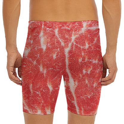 Fresh Meat Print Men's Long Boxer Briefs