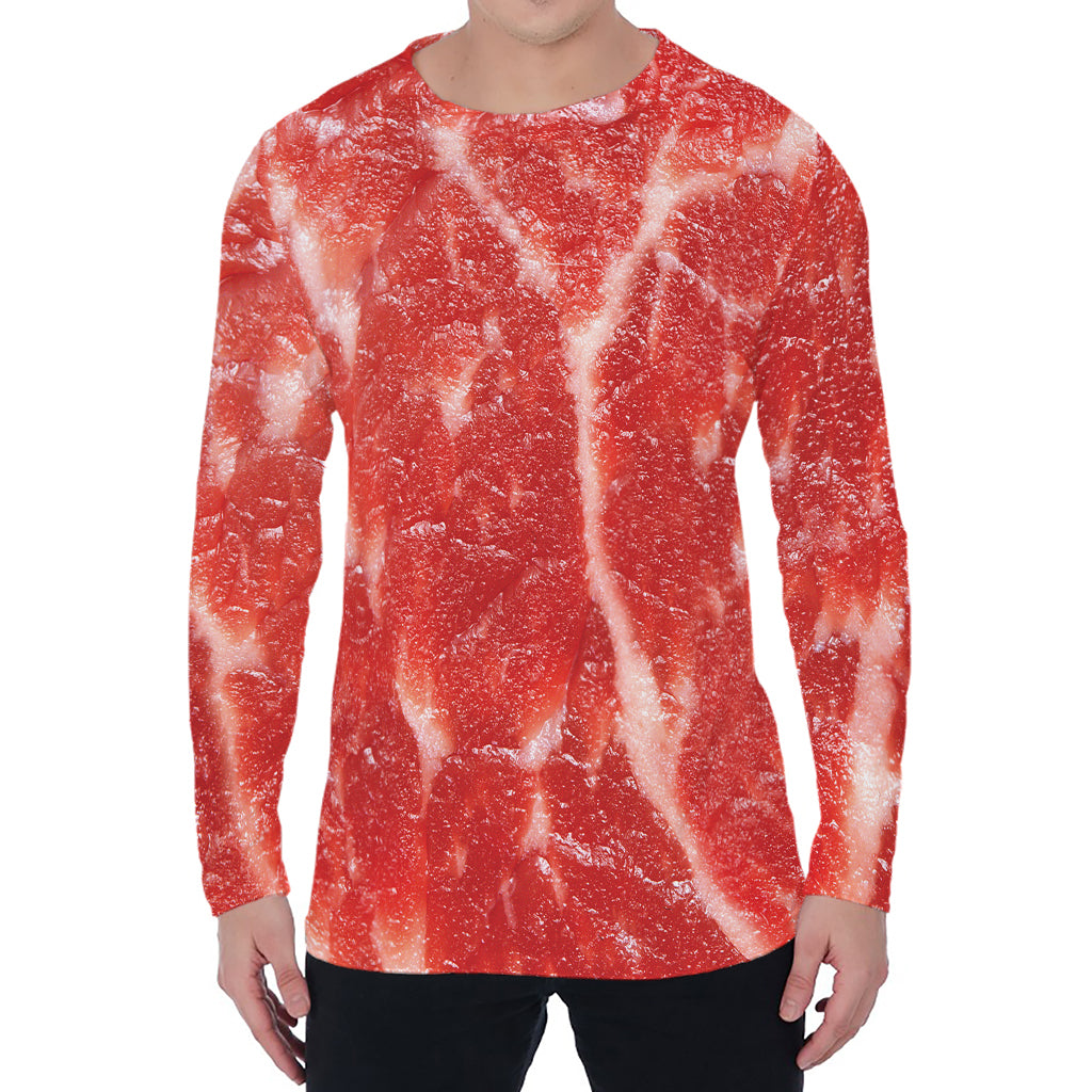Fresh Meat Print Men's Long Sleeve T-Shirt