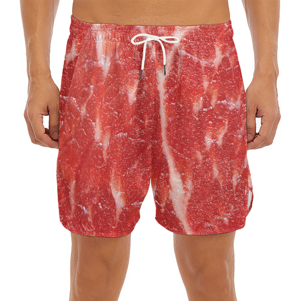 Fresh Meat Print Men's Split Running Shorts