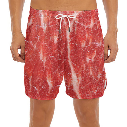 Fresh Meat Print Men's Split Running Shorts