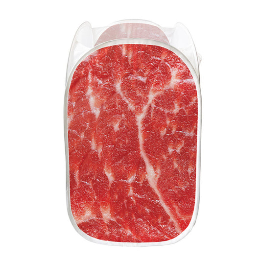 Fresh Meat Print Mesh Laundry Hamper