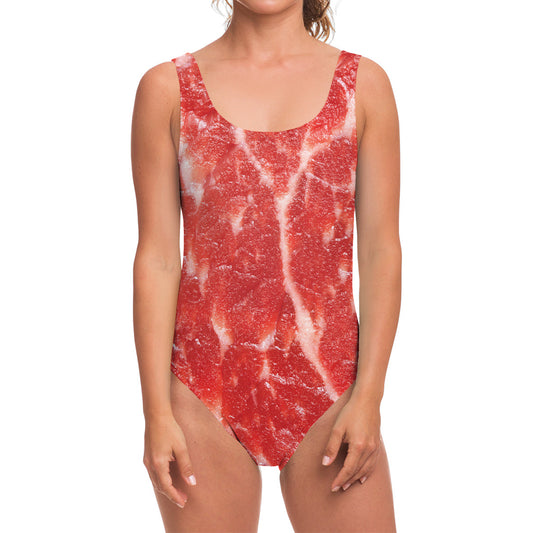Fresh Meat Print One Piece Swimsuit