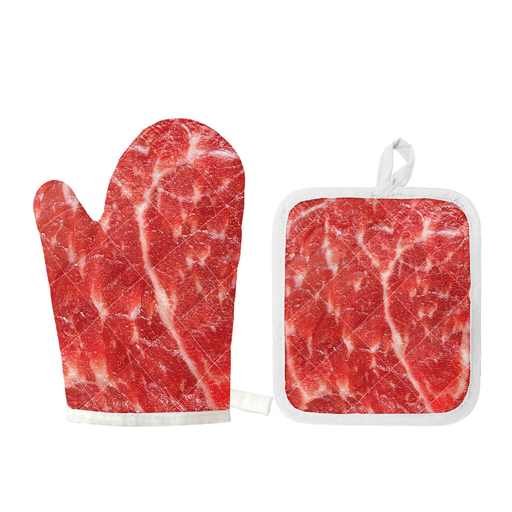 Fresh Meat Print Oven Mitt And Pot Holder Set