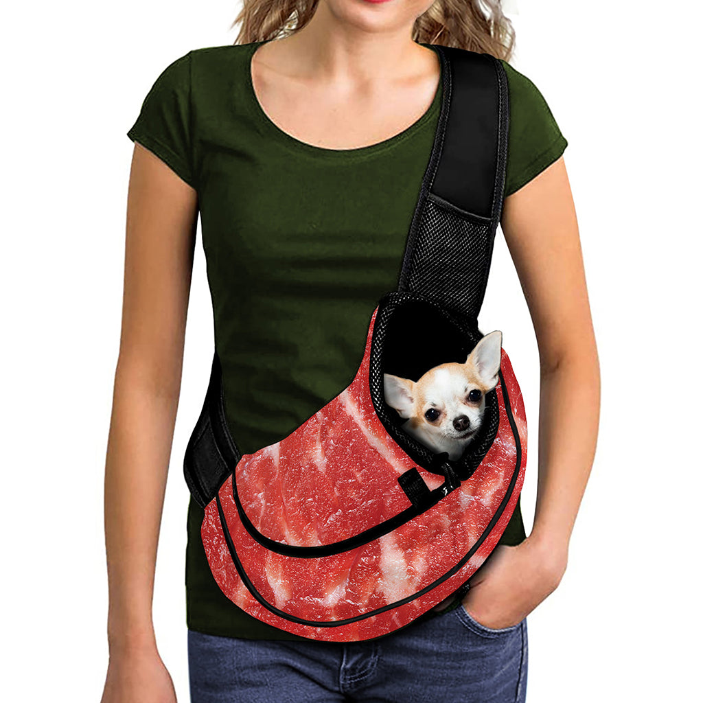 Fresh Meat Print Pet Sling Carrier