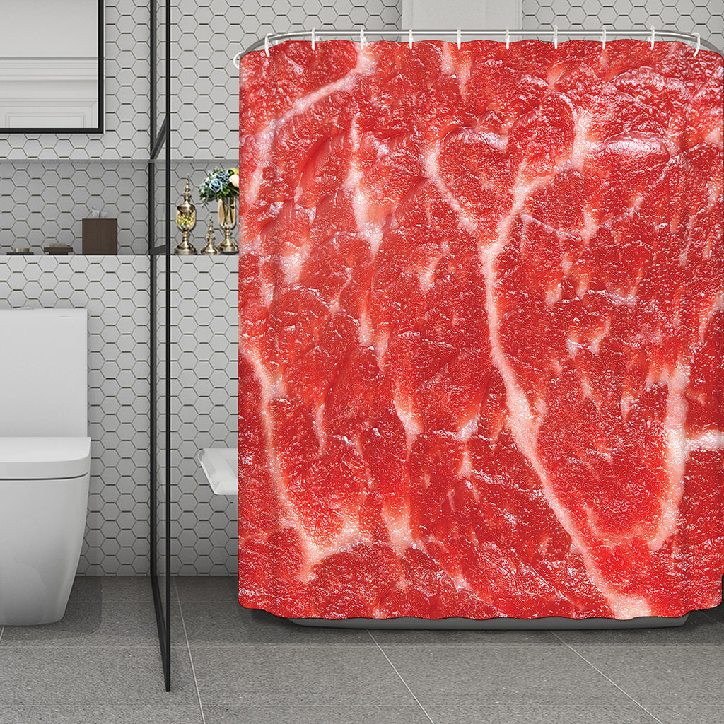 Fresh Meat Print Polyester Shower Curtain