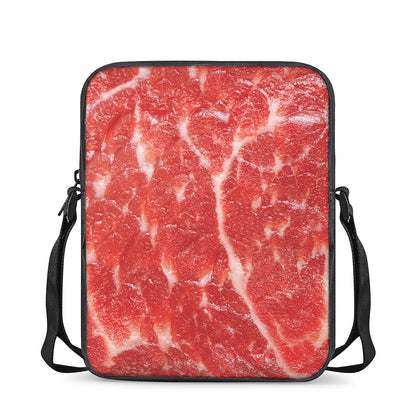 Fresh Meat Print Rectangular Crossbody Bag