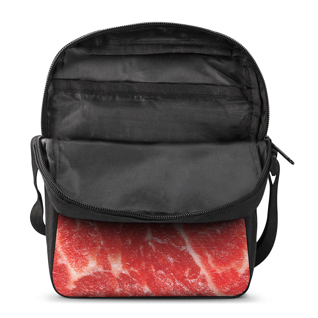 Fresh Meat Print Rectangular Crossbody Bag