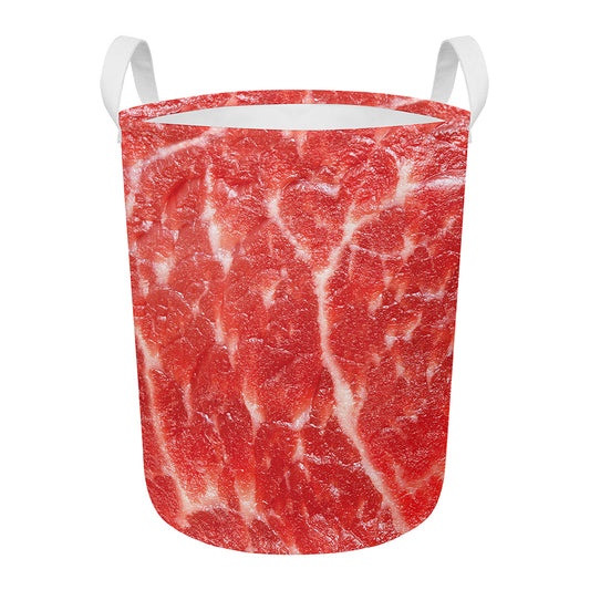 Fresh Meat Print Round Laundry Basket