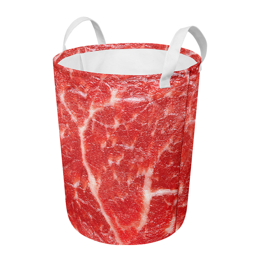 Fresh Meat Print Round Laundry Basket
