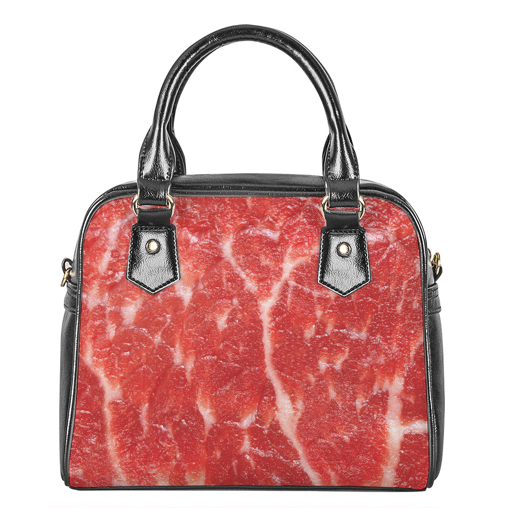 Fresh Meat Print Shoulder Handbag