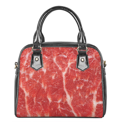 Fresh Meat Print Shoulder Handbag