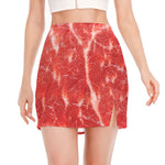 Fresh Meat Print Side Slit Mini Skirt