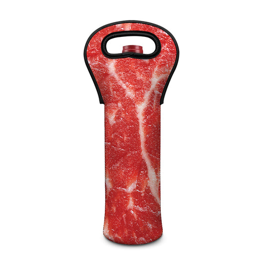 Fresh Meat Print Single Neoprene Wine Tote