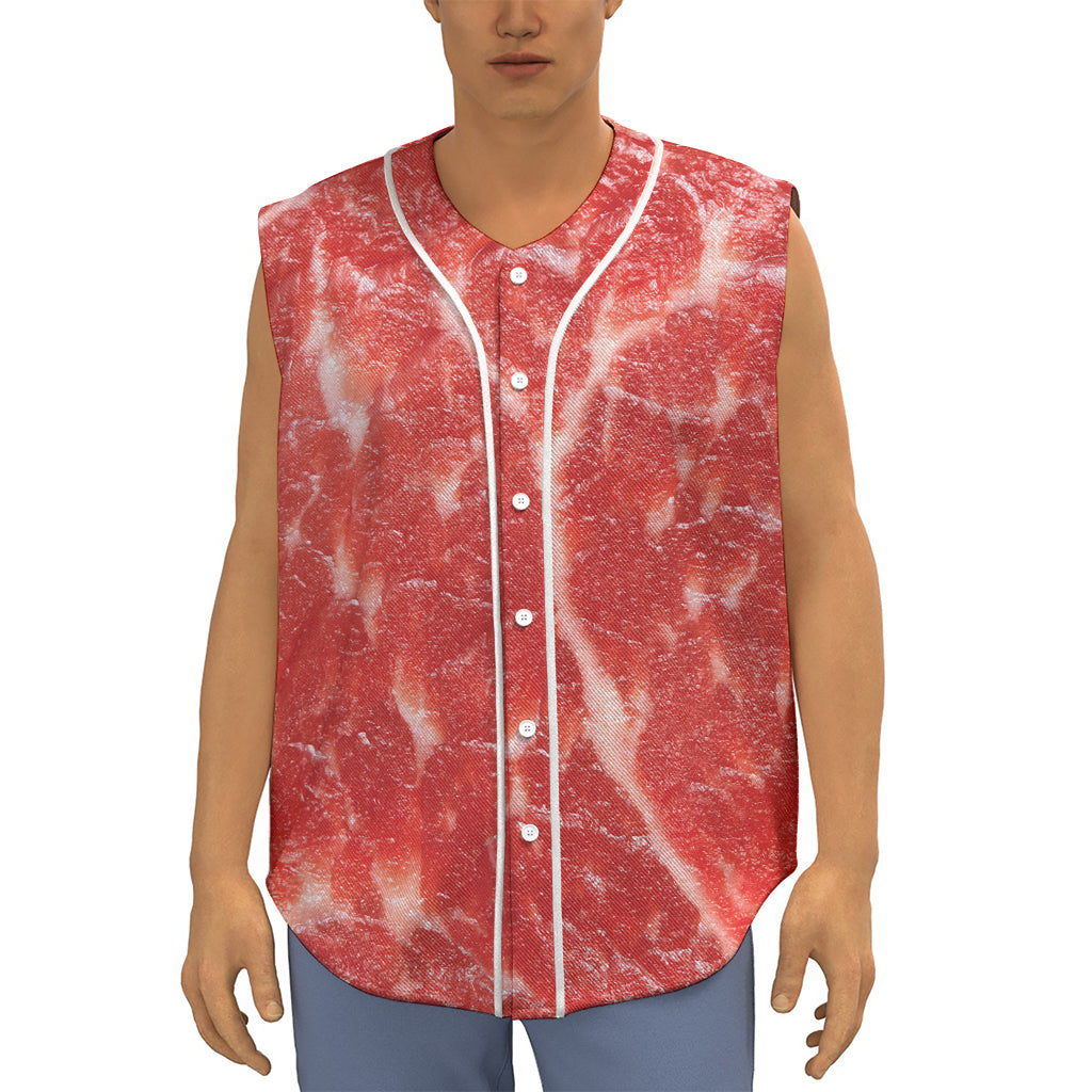 Fresh Meat Print Sleeveless Baseball Jersey