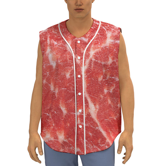 Fresh Meat Print Sleeveless Baseball Jersey