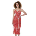 Fresh Meat Print Slim Fit Midi Cami Dress