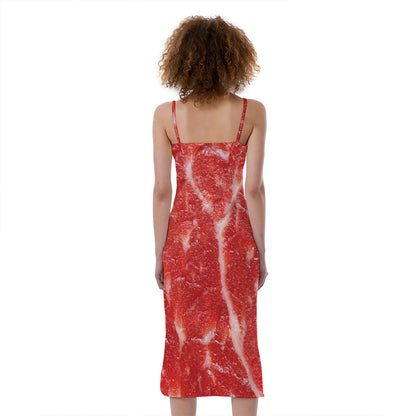 Fresh Meat Print Slim Fit Midi Cami Dress