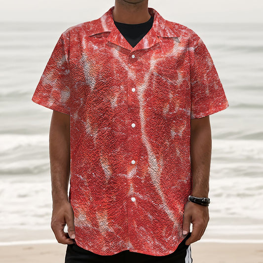 Fresh Meat Print Textured Short Sleeve Shirt