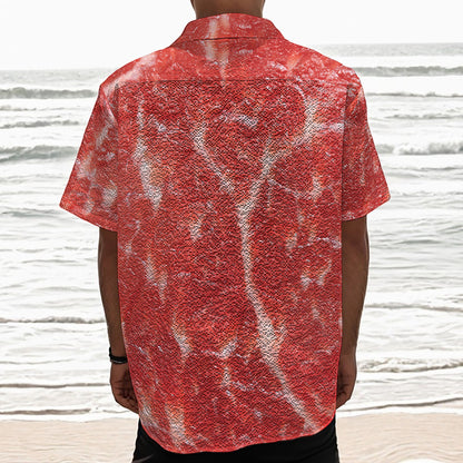 Fresh Meat Print Textured Short Sleeve Shirt