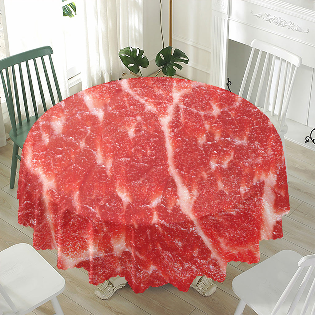 Fresh Meat Print Waterproof Round Tablecloth