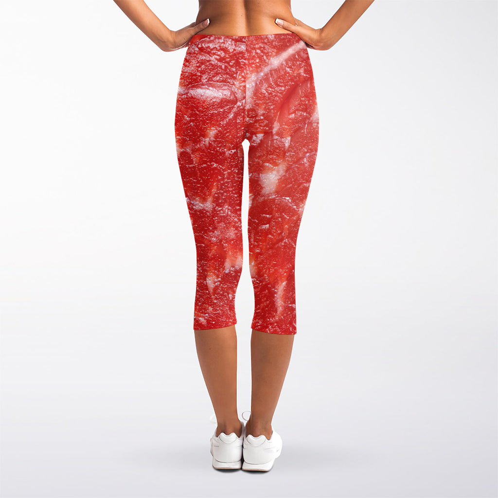 Fresh Meat Print Women's Capri Leggings