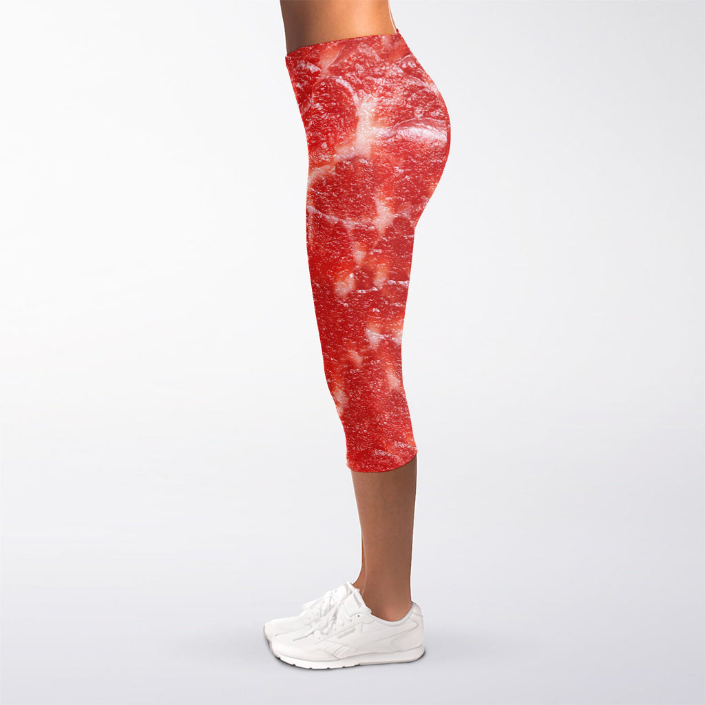 Fresh Meat Print Women's Capri Leggings