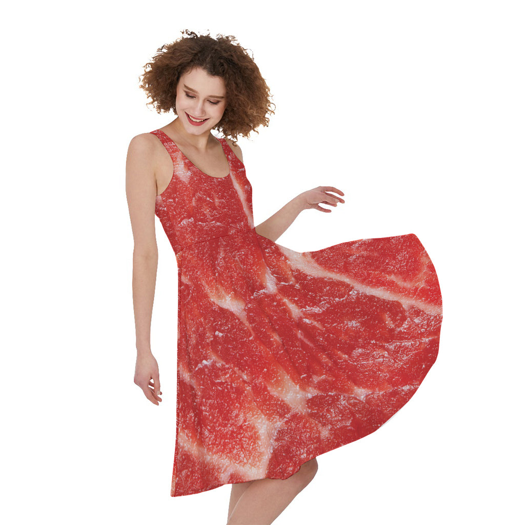 Fresh Meat Print Women's Sleeveless Dress