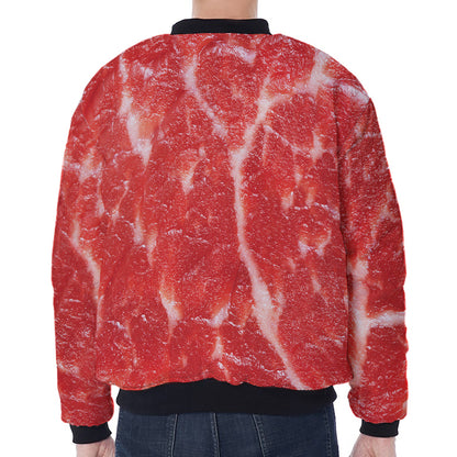 Fresh Meat Print Zip Sleeve Bomber Jacket