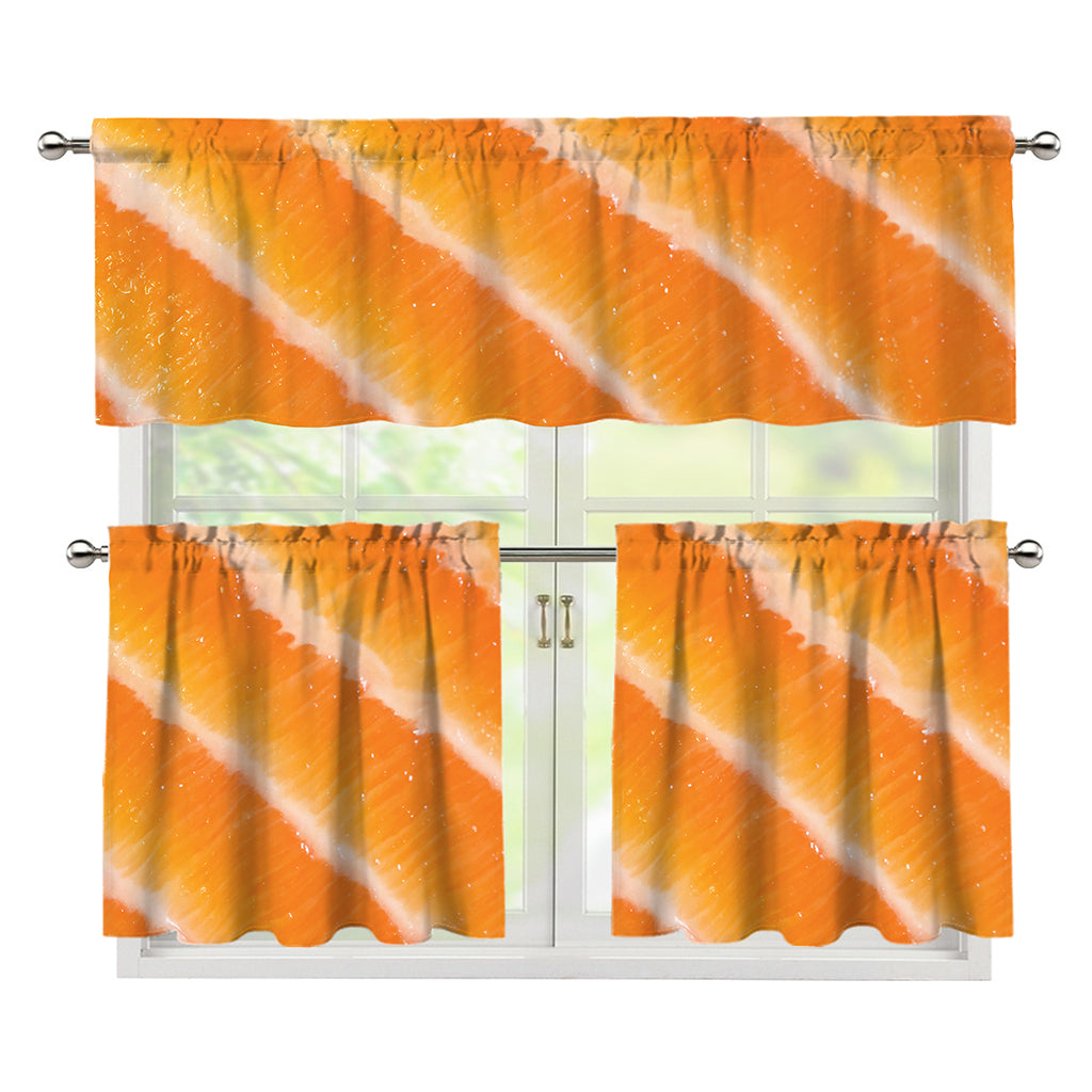 Fresh Salmon Print 3 Piece Kitchen Curtains