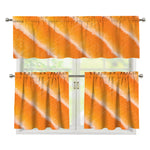 Fresh Salmon Print 3 Piece Kitchen Curtains