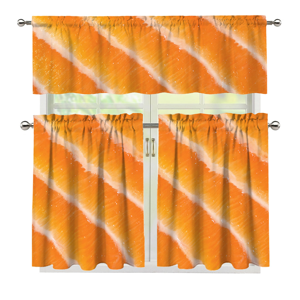 Fresh Salmon Print 3 Piece Kitchen Curtains