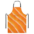 Fresh Salmon Print Bib Apron With Pocket