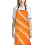 Fresh Salmon Print Bib Apron With Pocket