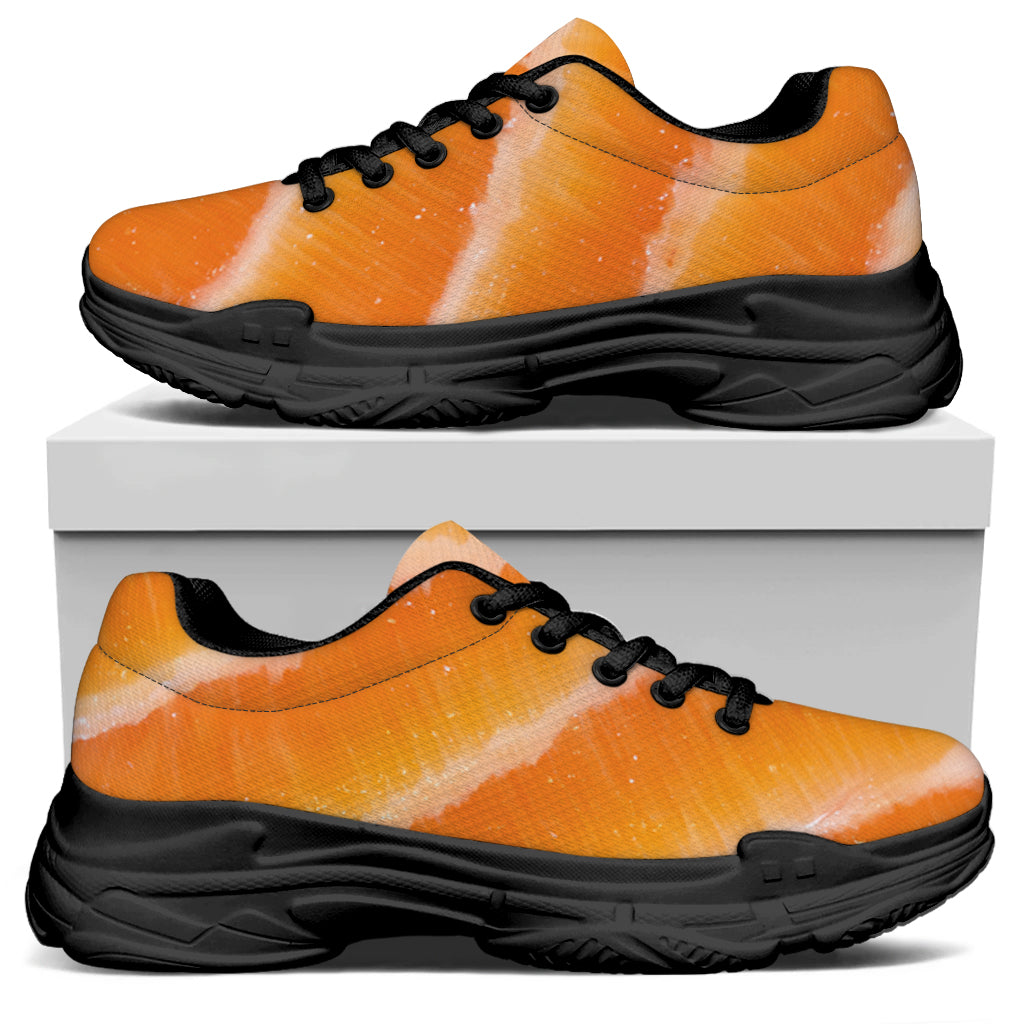 Fresh Salmon Print Black Chunky Shoes