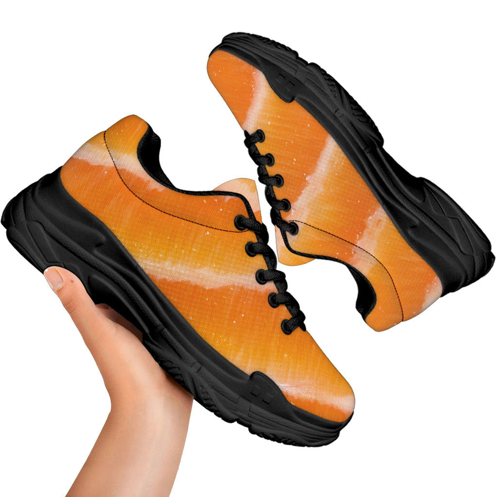 Fresh Salmon Print Black Chunky Shoes