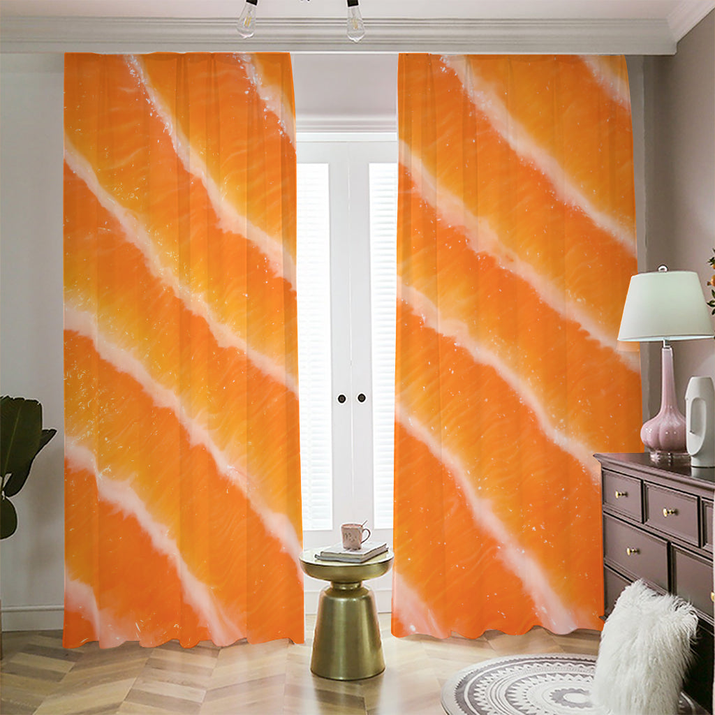 Fresh Salmon Print Blackout Pencil Pleat Curtains