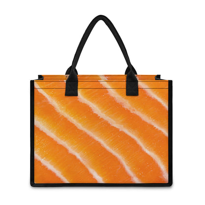 Fresh Salmon Print Canvas Tote Bag