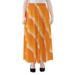 Fresh Salmon Print Chiffon Maxi Skirt