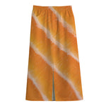 Fresh Salmon Print Cotton Front Slit Maxi Skirt