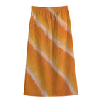 Fresh Salmon Print Cotton Front Slit Maxi Skirt