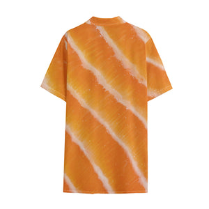 Fresh Salmon Print Cotton Hawaiian Shirt