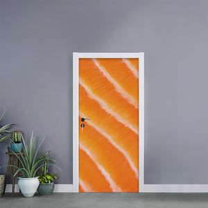 Fresh Salmon Print Door Sticker