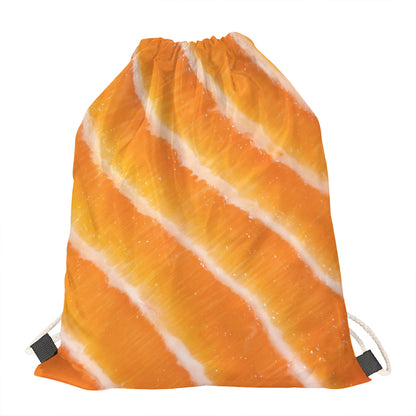 Fresh Salmon Print Drawstring Bag