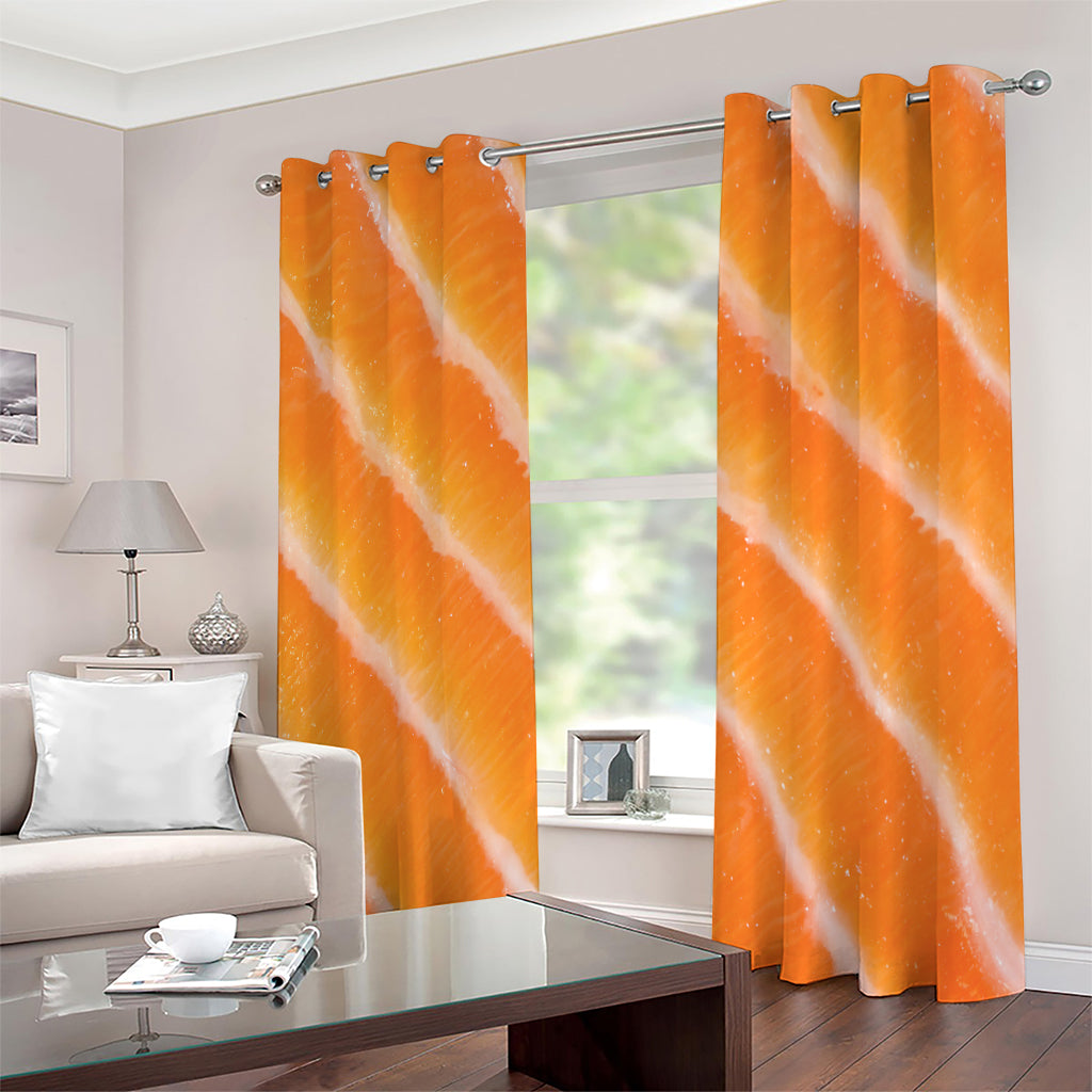 Fresh Salmon Print Extra Wide Grommet Curtains