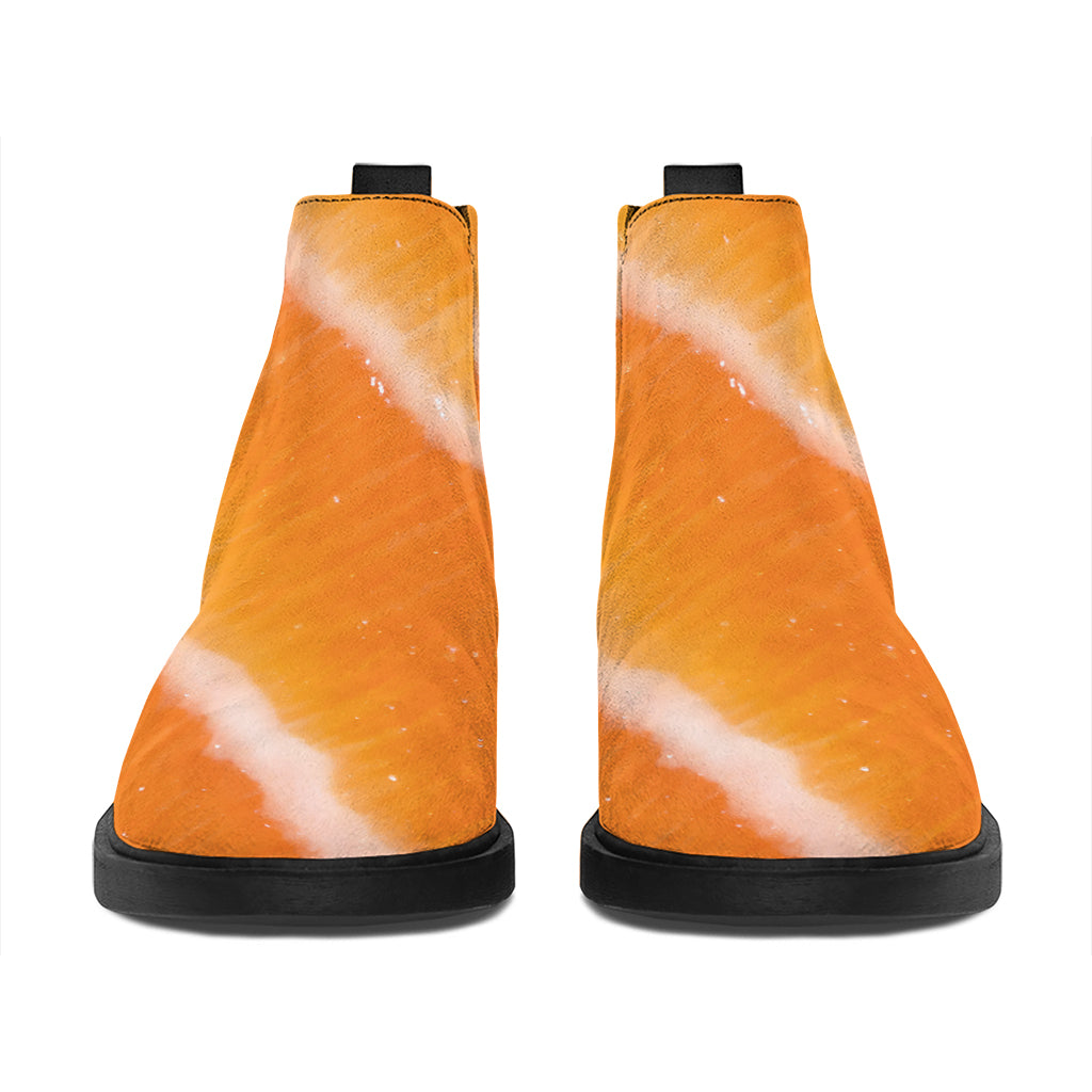 Fresh Salmon Print Flat Ankle Boots