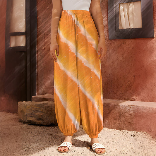 Fresh Salmon Print Harem Pants