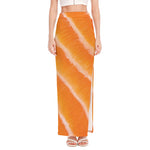 Fresh Salmon Print High Slit Maxi Skirt