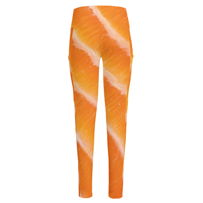 Fresh Salmon Print High-Waisted Pocket Leggings