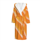 Fresh Salmon Print Hooded Bathrobe