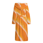 Fresh Salmon Print Hooded Bathrobe